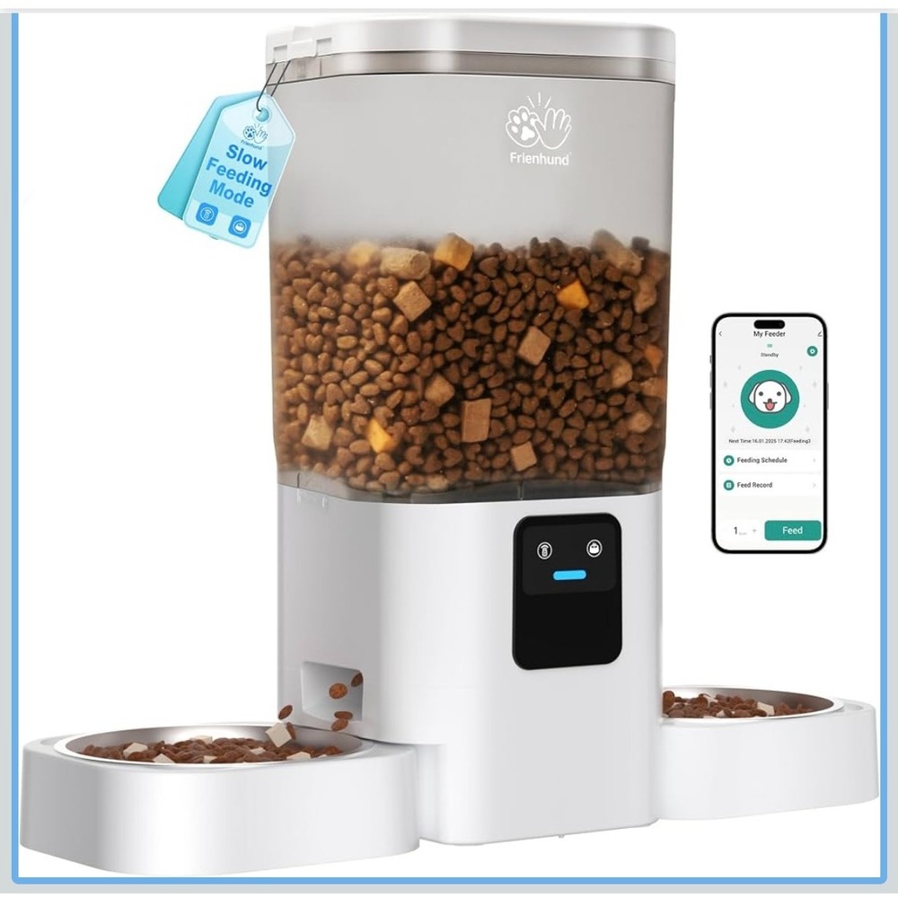 Smart Dual Cat Feeder with WiFi - 7L Automatic Slow Feed for Multiple Pets